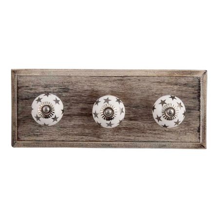 Silver Star Ceramic Wooden Hooks